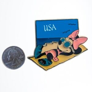 Disney Vintage Minnie Mouse In Pink USA Kitchen Magnet